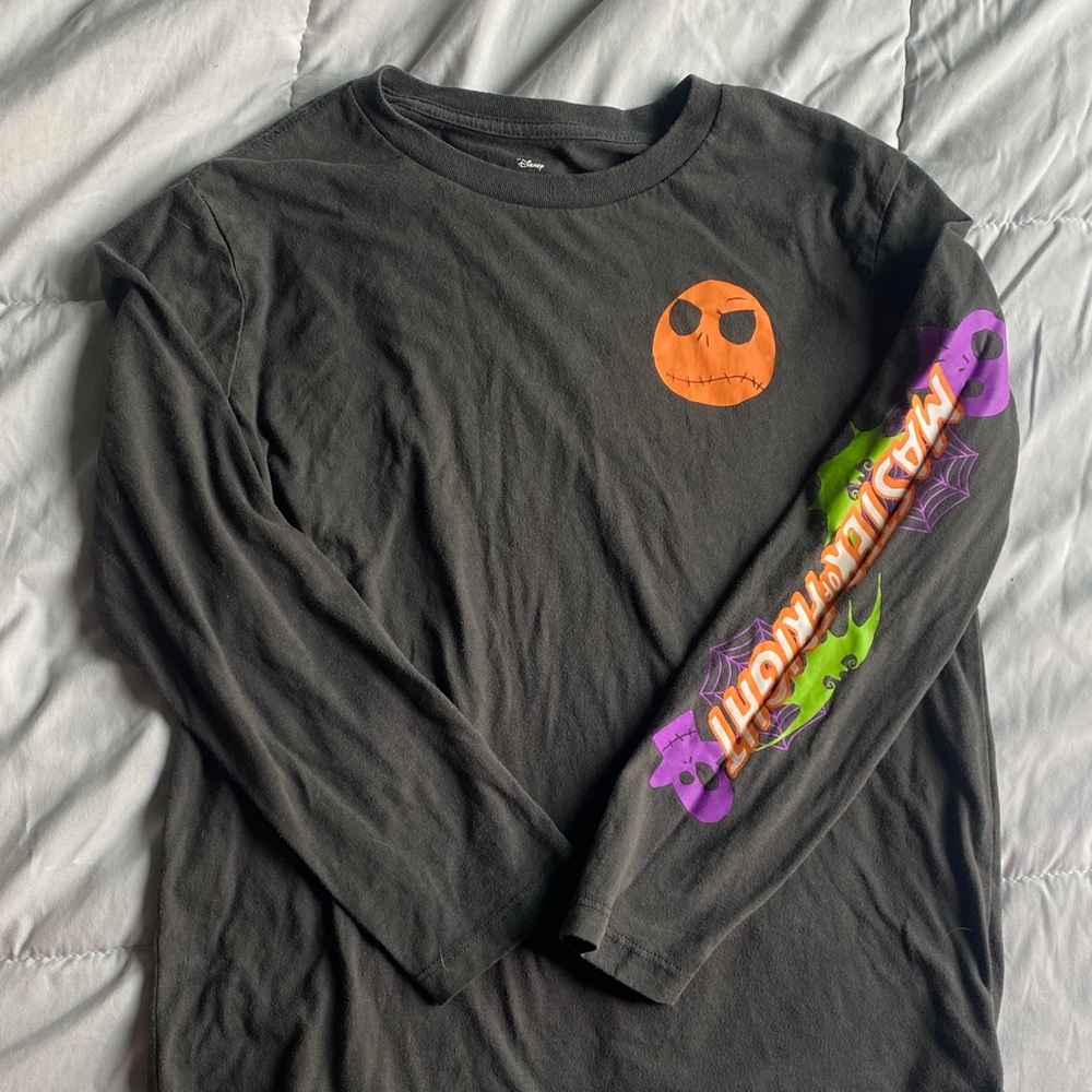 Charcoal gray  Long Sleeve jack skellington Shirt